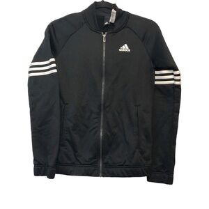 Adidas Black & White Athletic Fitted Full Zip Jacket